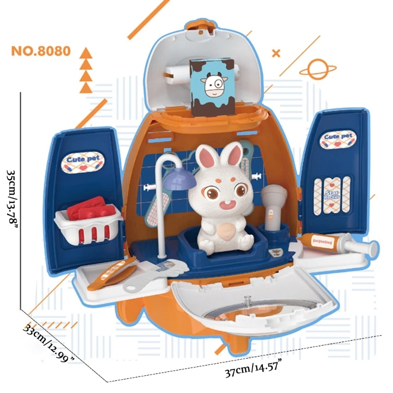 Pet Cat Dog Carrier Backpack Toy, 18PCS Pet Care Playset,Vet Clinic and Doctor Kit for Kids, Pet Veterinarian