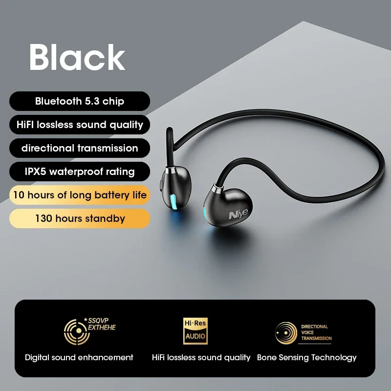 Wireless Bluetooth Air Conduction Headset with HD Microphone for Sports