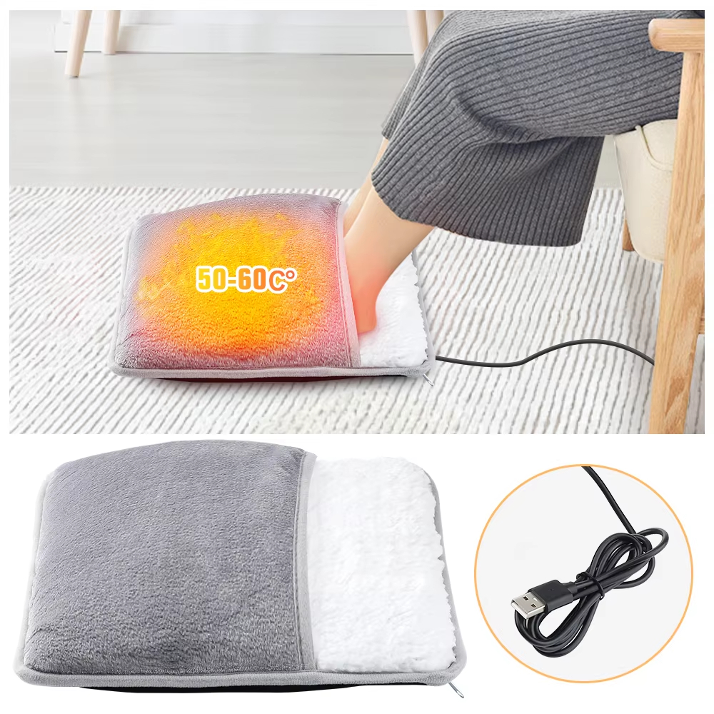 Winter Electric Foot Heating Pad – USB Charging Soft Plush Washable Foot Warmer Heater for Cozy Nights