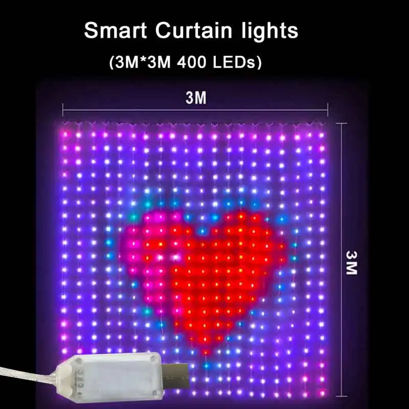 Smart Curtain Lights with Bluetooth App Control – LEDs RGB String Lights for Bedroom, Window, and DIY Decor