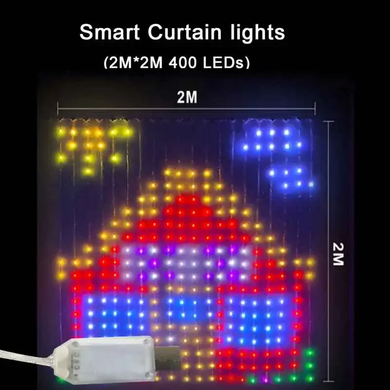 Smart Curtain String Lights – Bluetooth APP Control Christmas Fairy Lights for Weddings, Parties, and DIY Picture