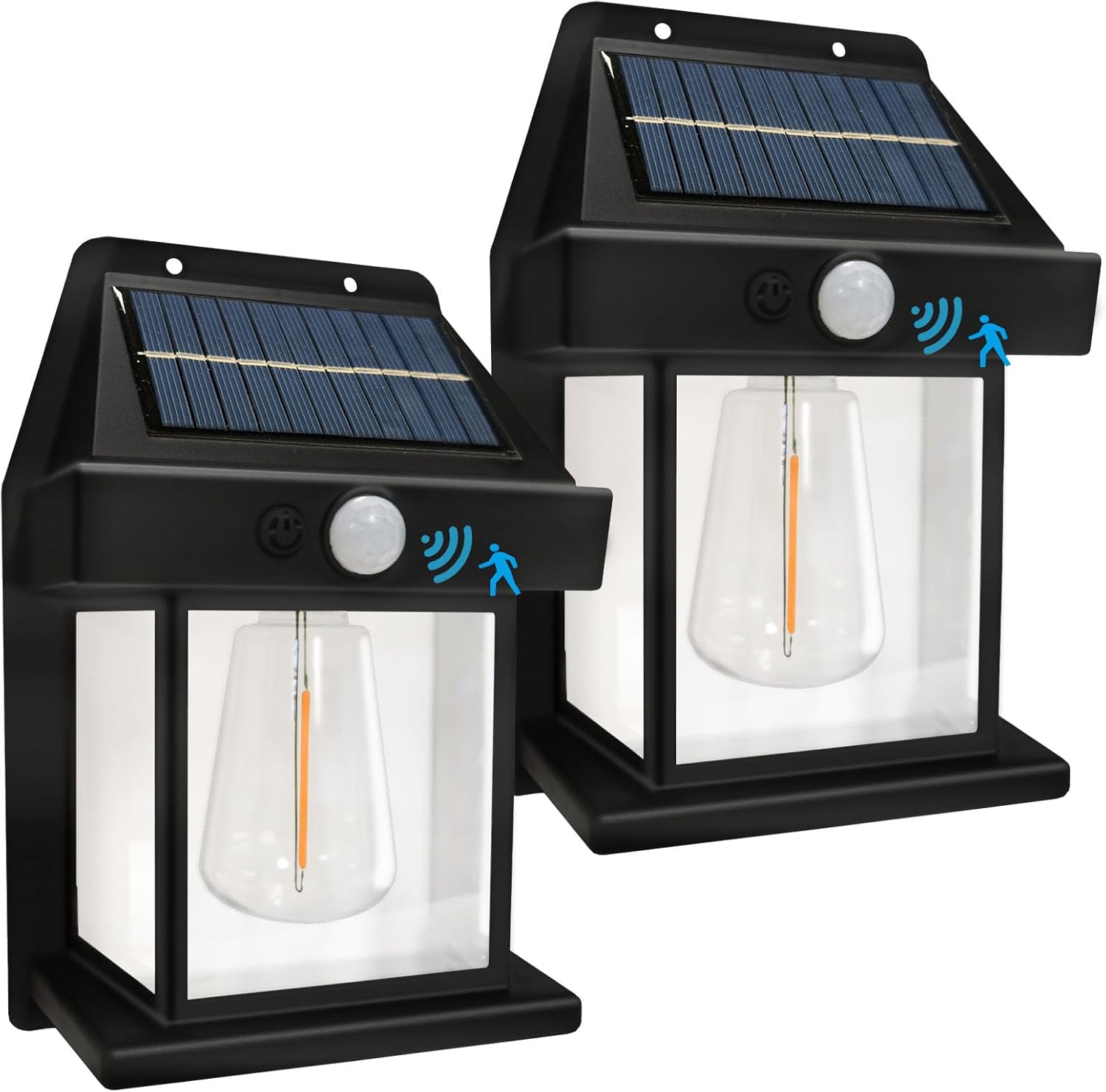 Solar Wall Lights with Motion Sensor Lantern for Outdoor Courtyards, Porches, and Decks
