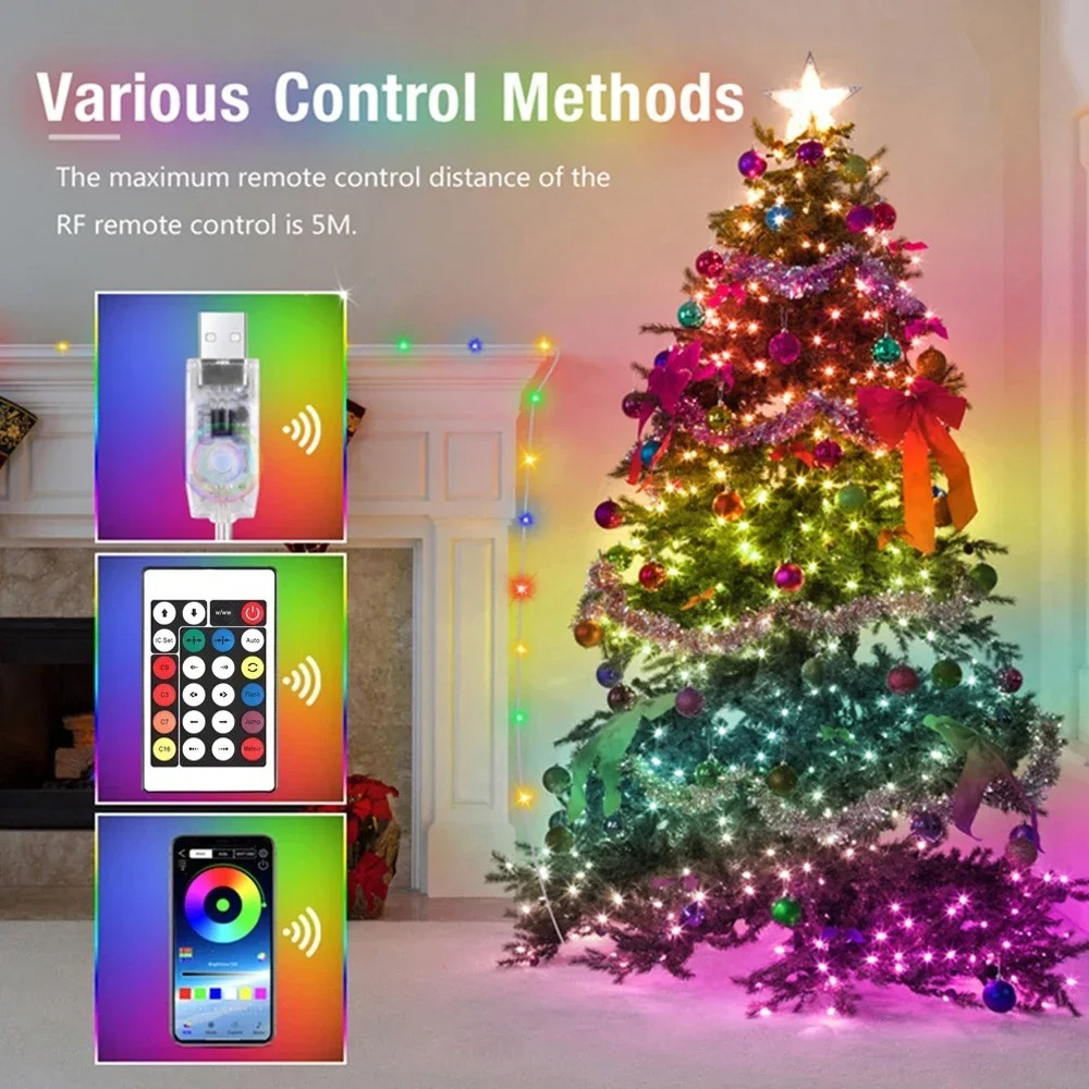 String LED Bluetooth Fairy Lights Dreamcolor RGB DIY Party Christmas Tree Lights Wedding Decor Garland USB Lamp