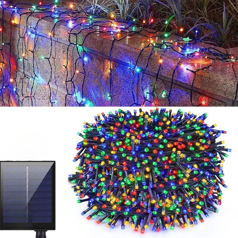 Outdoor Solar String Fairy Lights – Waterproof Garland with Large Solar Panel for Fast Charging, Ideal for Christmas