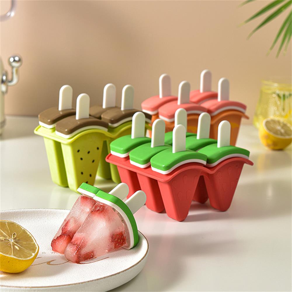 Watermelon Shape Ice Cream Mold with Cover DIY Homemade Popsicle Maker for Frozen Juice and Milk
