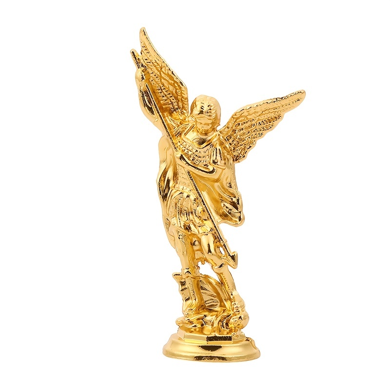 Saint Michael Archangel Figurine Sculpture - Sacred Angel Statue for Home Desk Decor