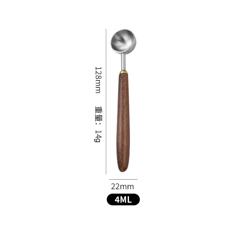 Walnut Wood Coffee Scoop – Stainless Steel Measuring Spoon with Long Handle