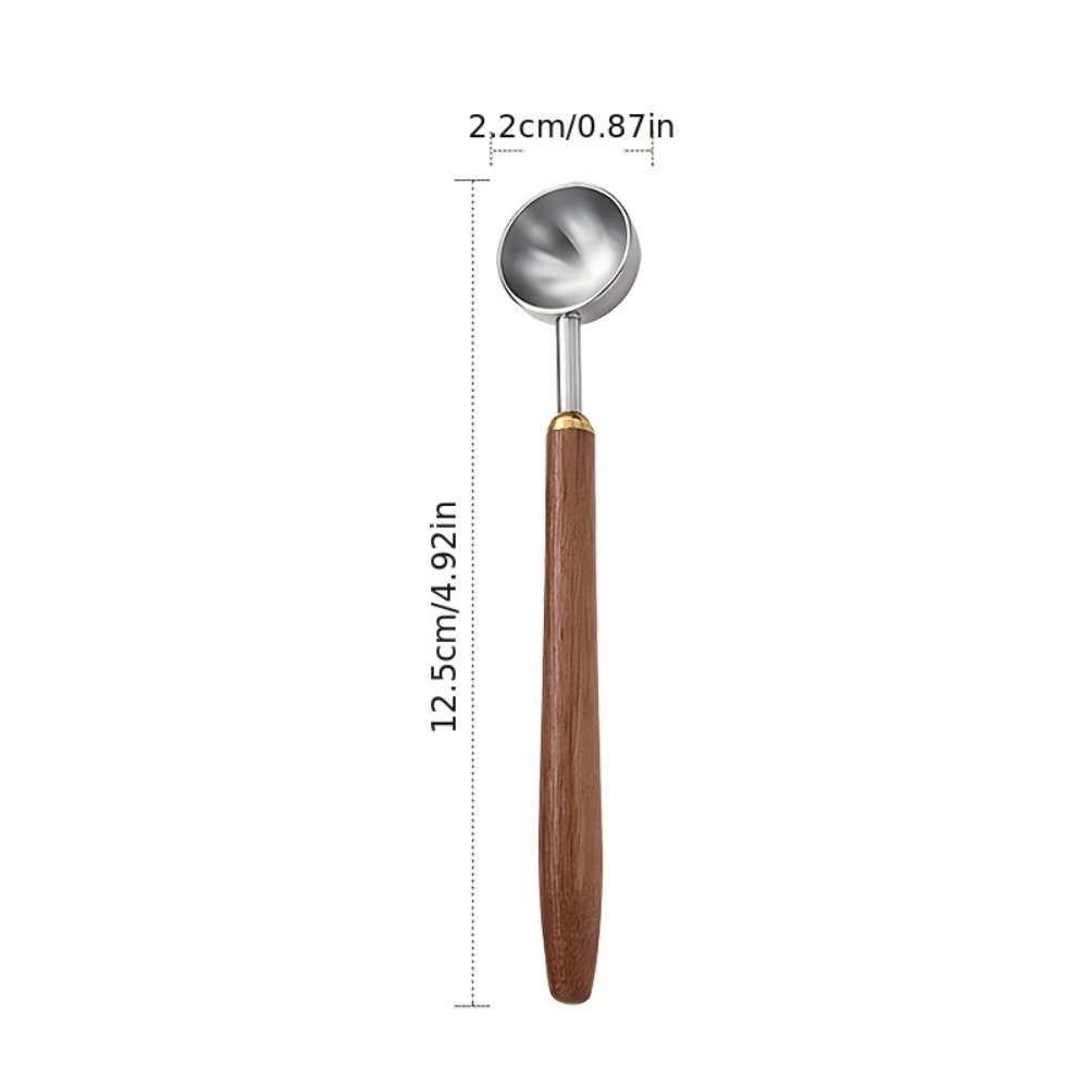 Walnut Wood Coffee Scoop – Premium Stainless Steel Long Handle Measuring Spoon for Coffee, Tablespoon Kitchen Tool