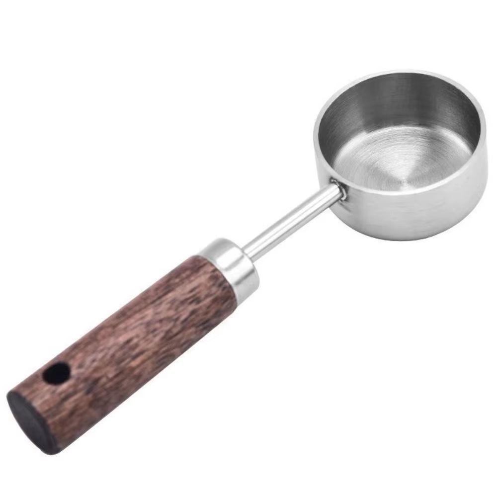 Wooden Coffee Scoop with Stainless Steel Long Handle – Perfect Measuring Spoon for Coffee, Kitchen & Cafe Decor