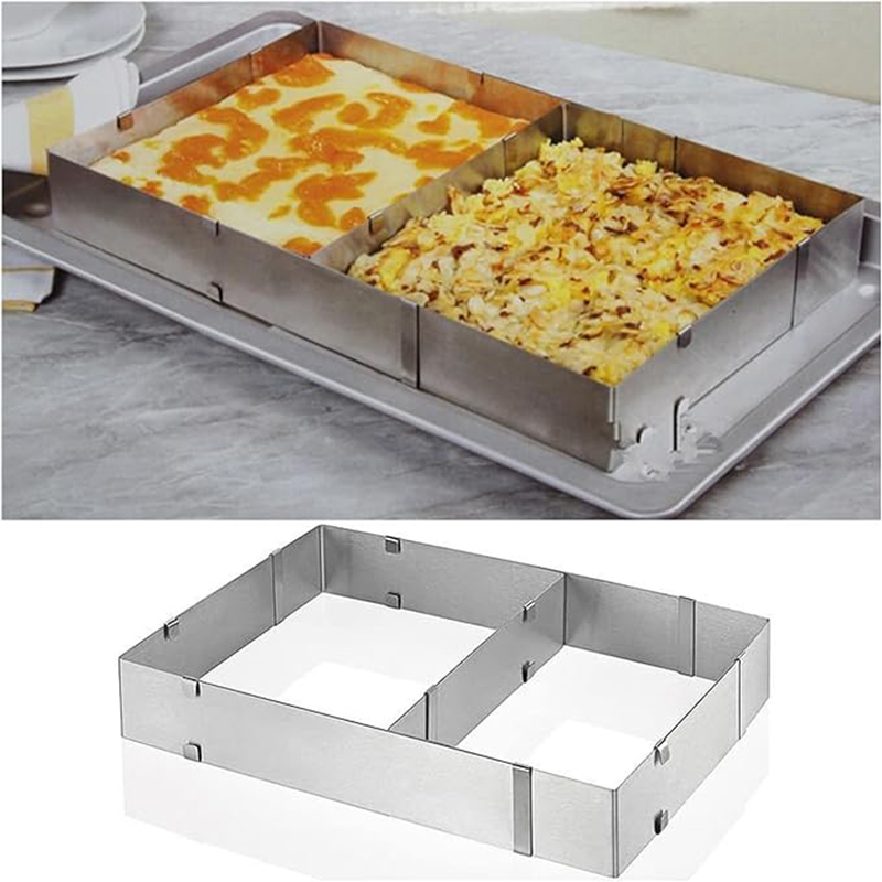 Adjustable Stainless Steel Rectangular Cake Mold Ring for Perfect Pastry Creations