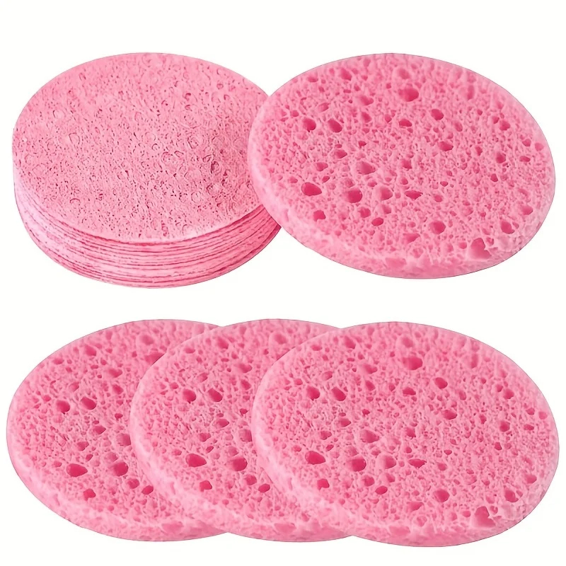 Pack Natural Wood Pulp Compress Face Wash Puff for Soft Cleansing