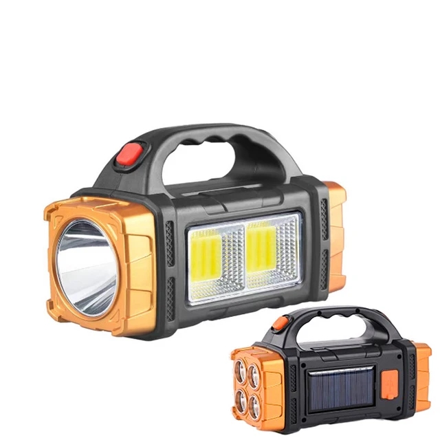 Solar Rechargeable Flashlight USB LED Camping Light With COB Work Light Power Bank