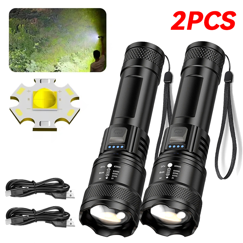 High-Powered Tactical LED Flashlight with USB Charging for Camping & Emergency
