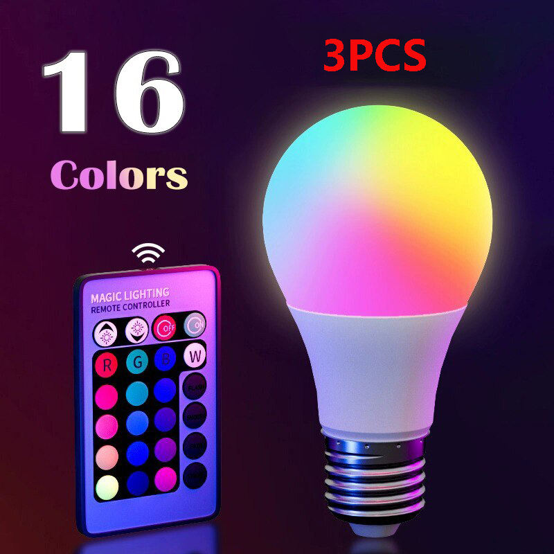Colors RGB Bulb LED Multicolor Bulb Household Lighting Dimmable Key Remote Control Smart Lamp Atmosphere