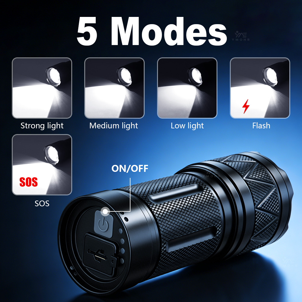 Tactical Flashlight with Power Bank LED Rechargeable Outdo | Inspire Uplift