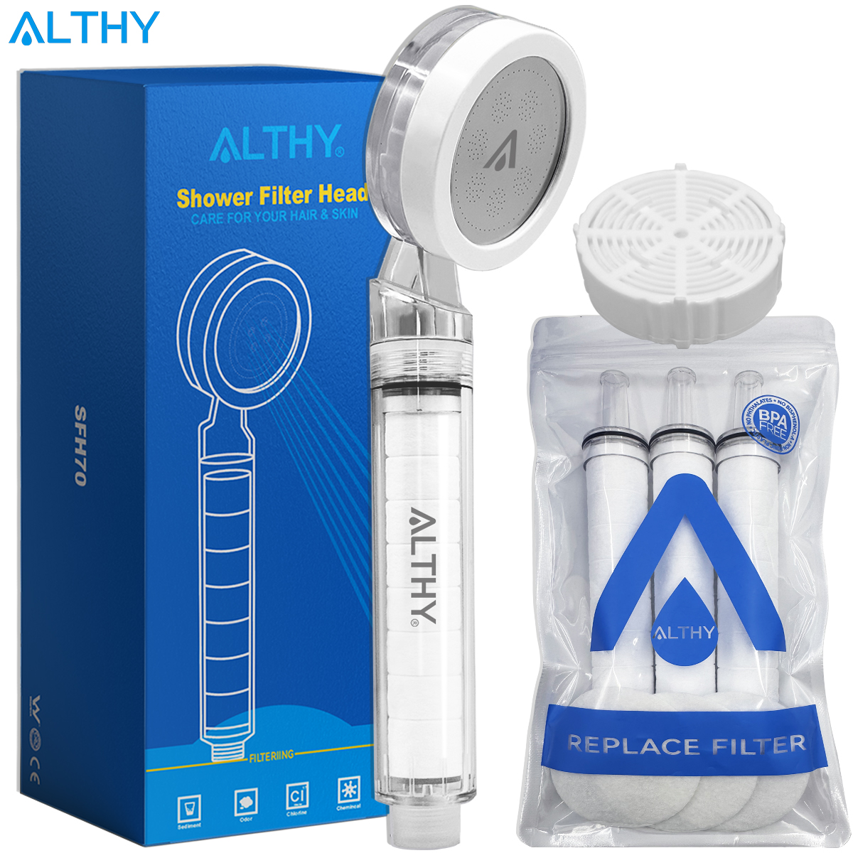 High Pressure Filtered Shower Head with Chlorine Removal and Spa Skin Care
