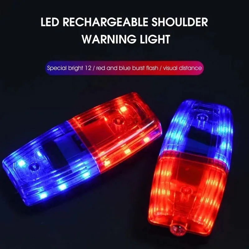 USB Rechargeable LED Police Shoulder Light Emergency Warning Safety Lamp