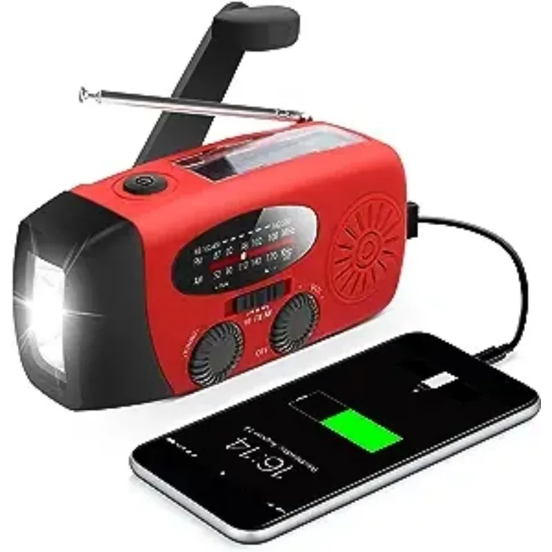 Solar Camping Light & Portable LED Flashlight with Power Bank and Radio