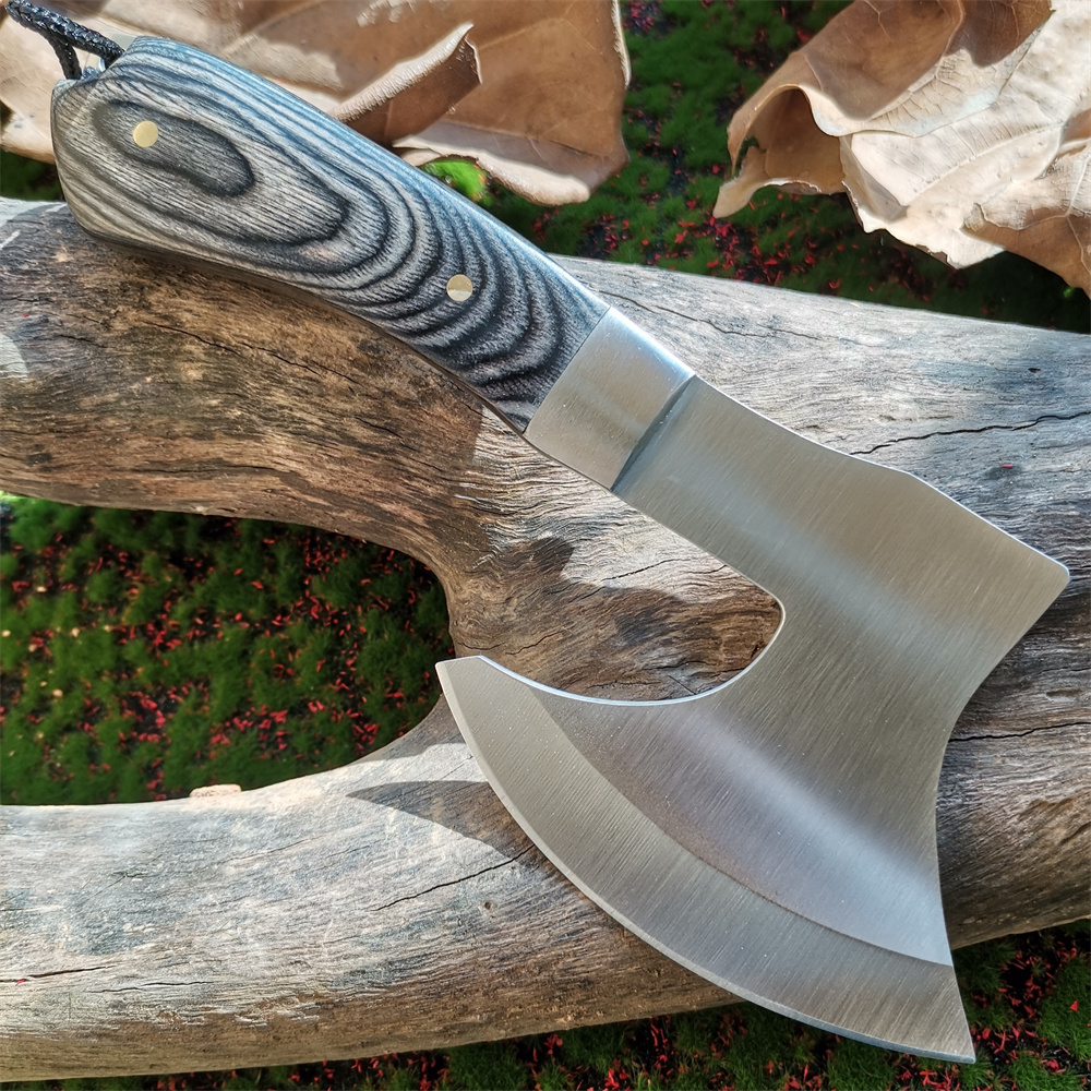 Compact Wooden Handle Camping Axe Durable Stainless Steel Survival Axe for Hunting & Outdoor Adventures