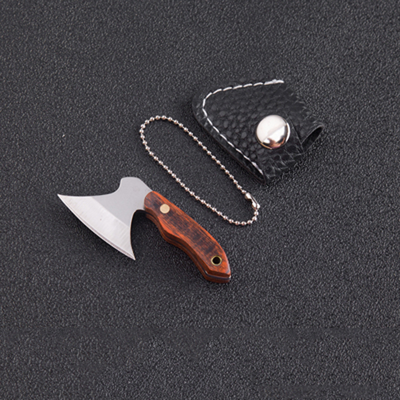 Portable Mini Hatchet EDC Knife with Wood Handle Keychain Pocket Knife