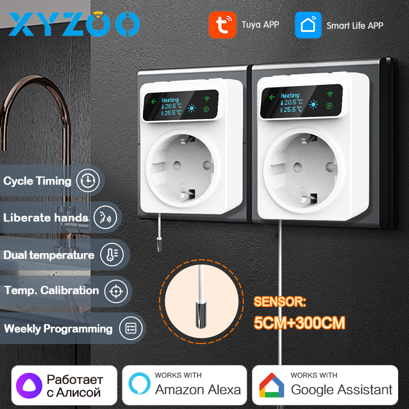 Smart Thermostat Socket with WiFi Temperature Control & Voice Assistant Support