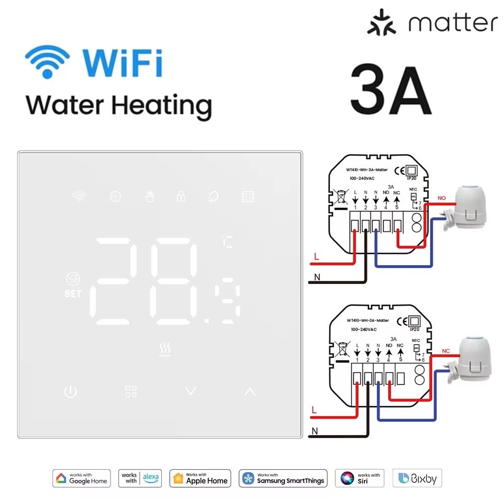 Smart Thermostat WiFi Floor Heating Controller with Tuya Matter for Alexa Google Home