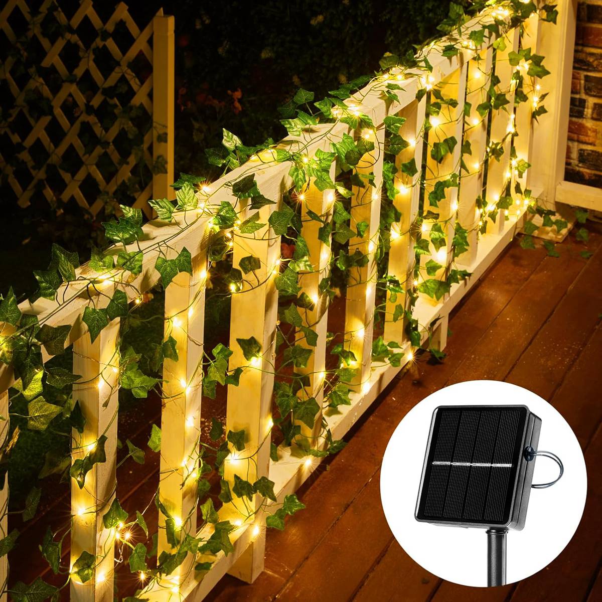 Solar Ivy Outdoor String Lights Waterproof Solar Outdoor String Lights with LEDs for Garden & Party Decor