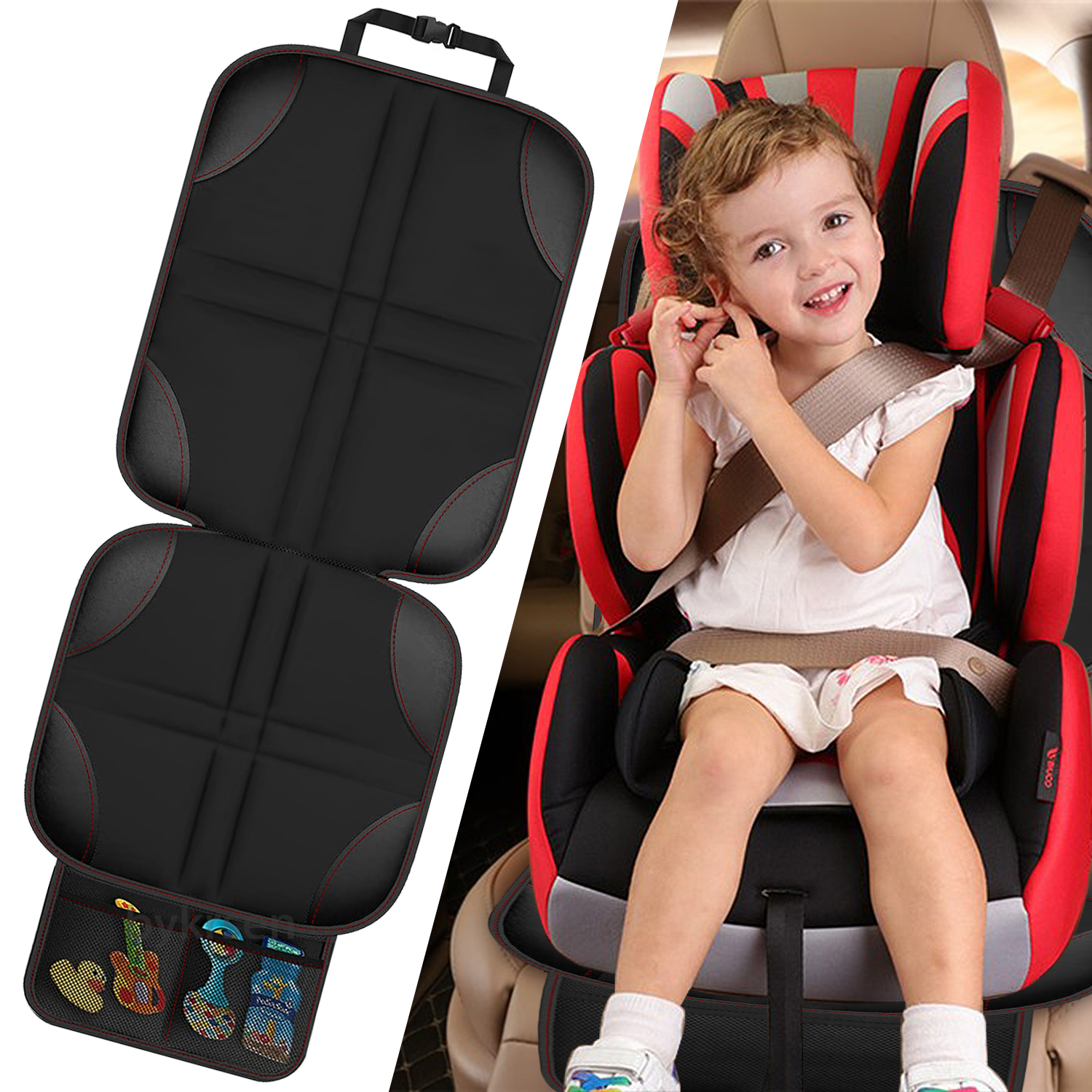 Universal Car Seat Protector for Kids with Kick Mat Waterproof Back Seat Cover
