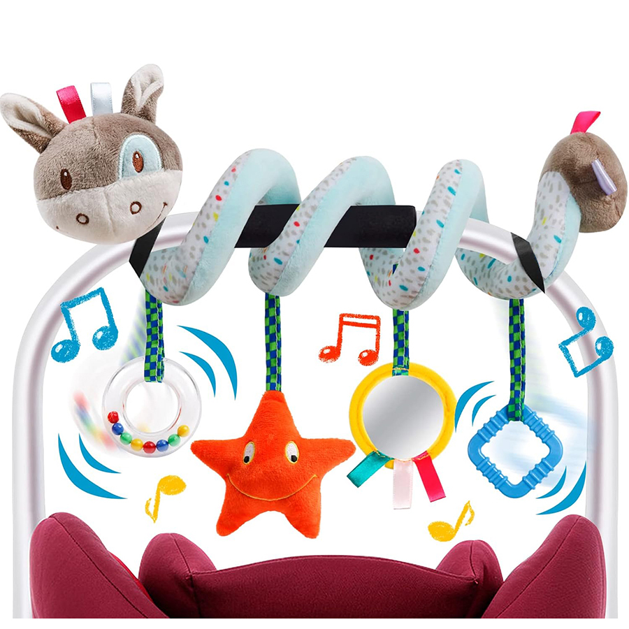 Spiral Baby Stroller Toy Sensory Activity Plush for Car Seat Crib and Travel