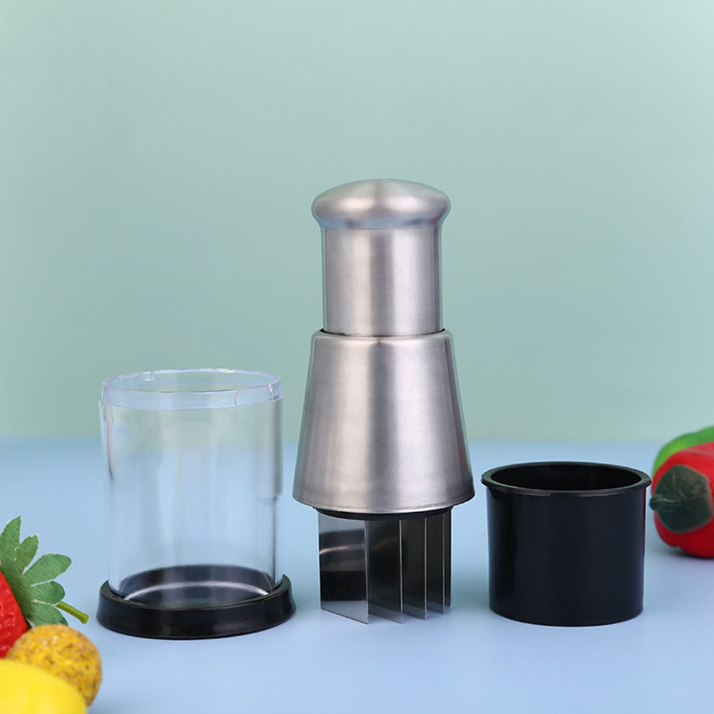 Stainless Steel Manual Garlic Chopper Mini Food Mincer for Herbs, Ginger & Vegetables