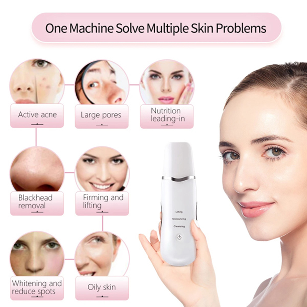 Ultrasonic Skin Scrubber Facial Spatula Blackhead Remover and Deep Pore Cleaner