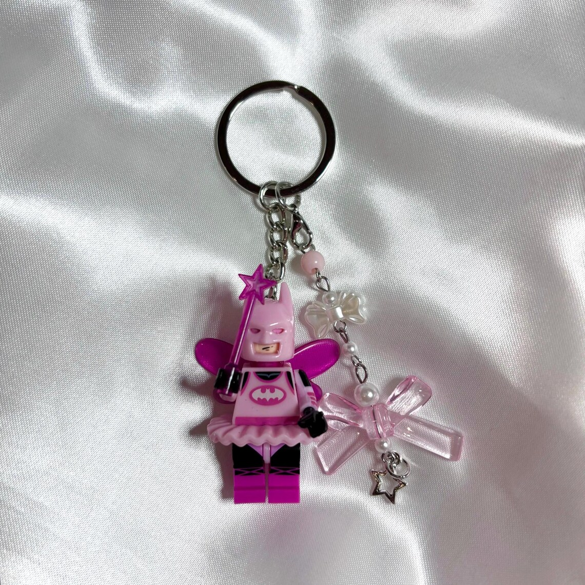 Fairy Bat Minifigure Keychain Cute Pink Bag Charm & Collectible Key Ring