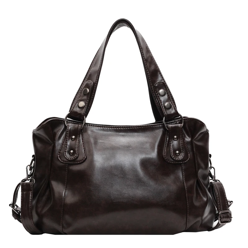 Retro Large Capacity Shoulder Bag for Women  PU Leather Crossbody Tote for Everyday Style
