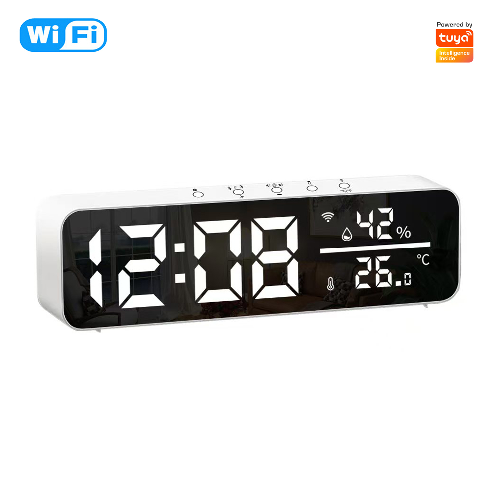Tuya WiFi Smart Alarm Clock with Temperature Humidity Monitor & Alexa Smart Life Control