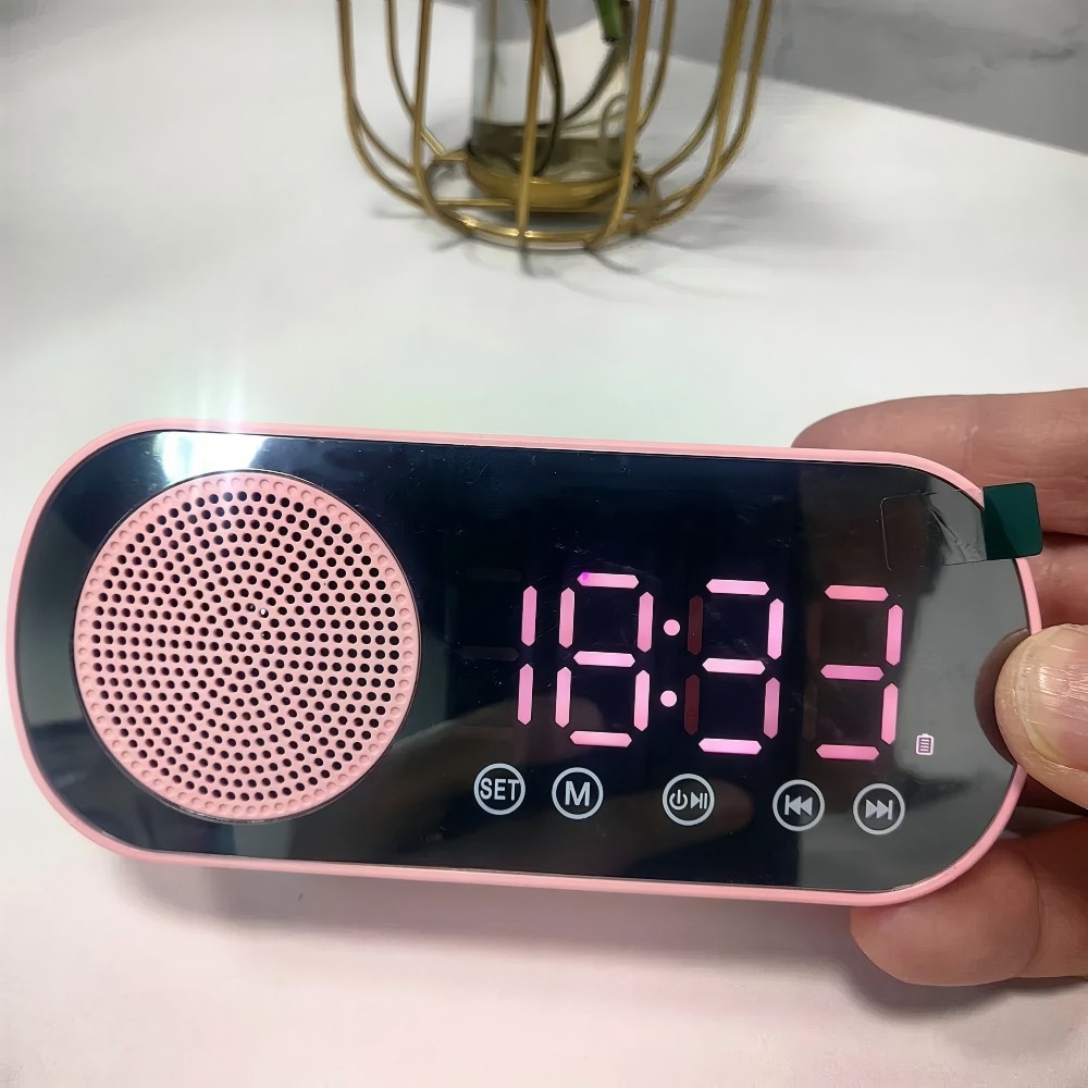 Bluetooth Alarm Clock with Mirror Digital Clock, FM Radio & Wireless Speaker
