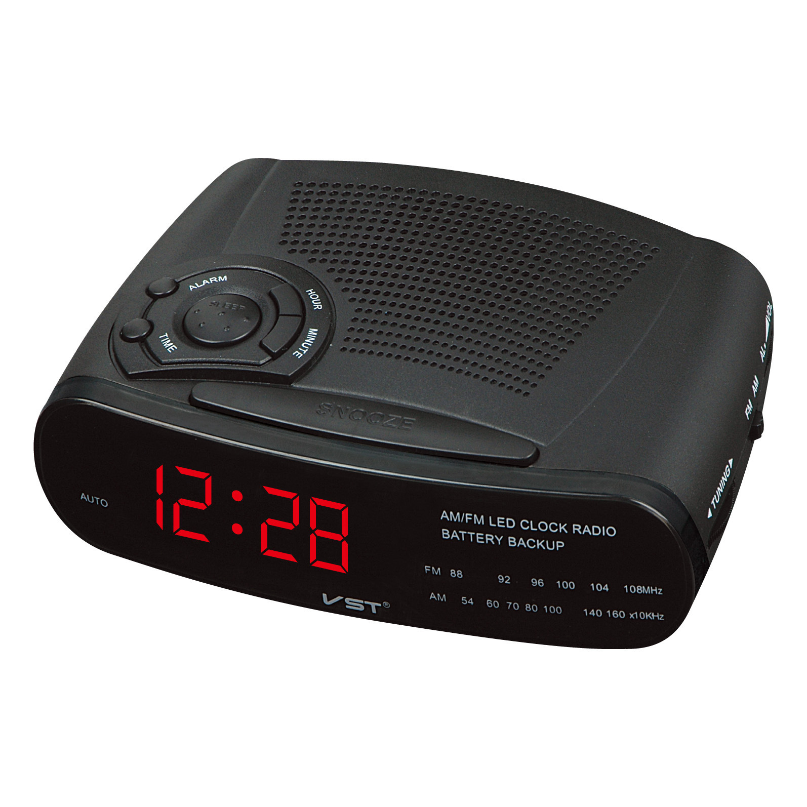 Digital LED Alarm Clock Radio with AM/FM Tuner, Snooze & Battery Backup for Bedroom