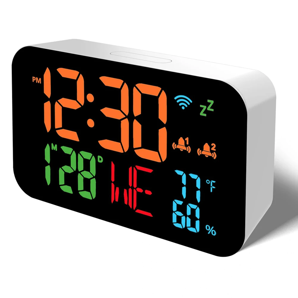 Tuya WiFi Digital Clock with Smart Thermometer Hygrometer & LED Calendar Display