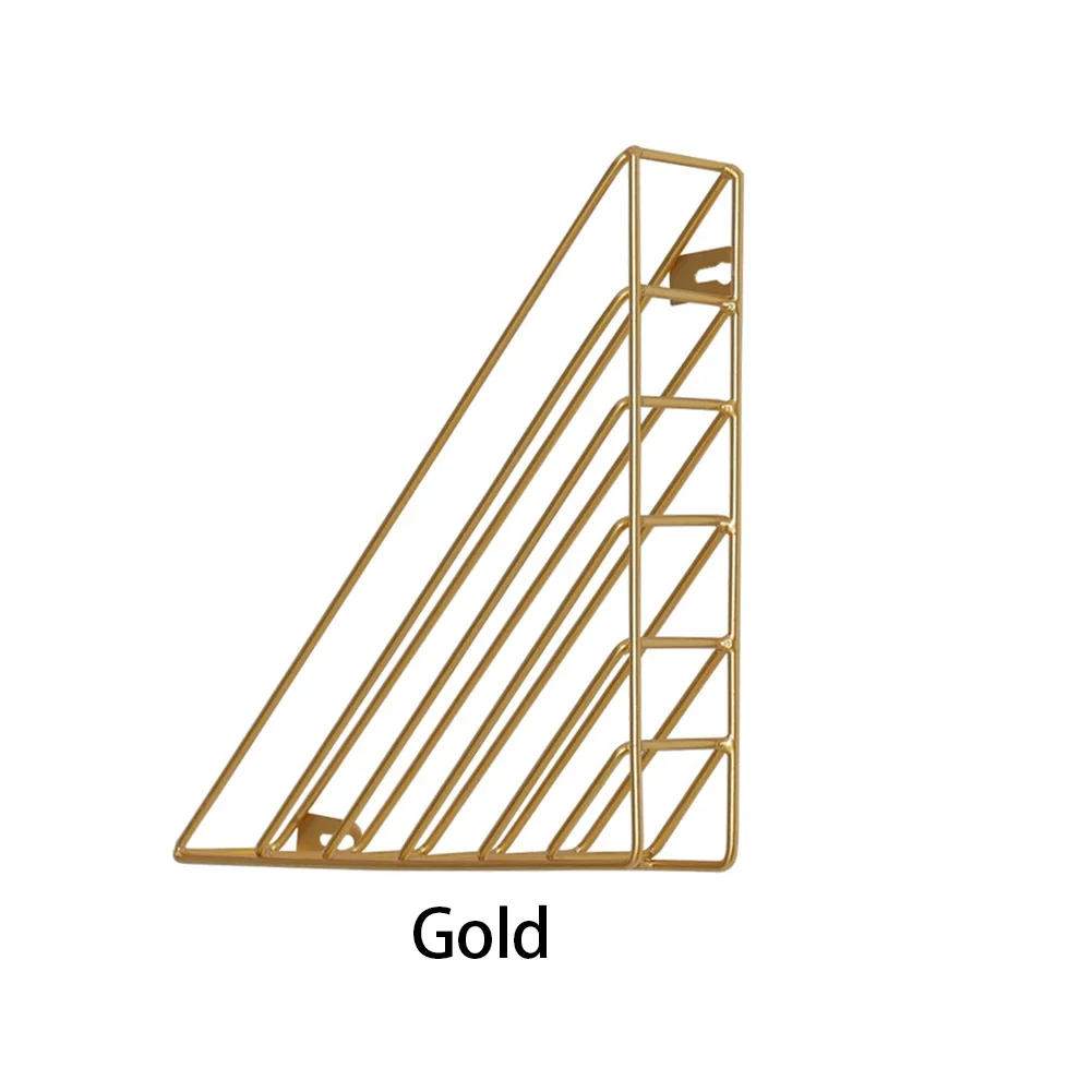 Modern Wall Mounted Shelf Metal Triangle Floating Display & Magazine Rack for Books, Decor & Storage
