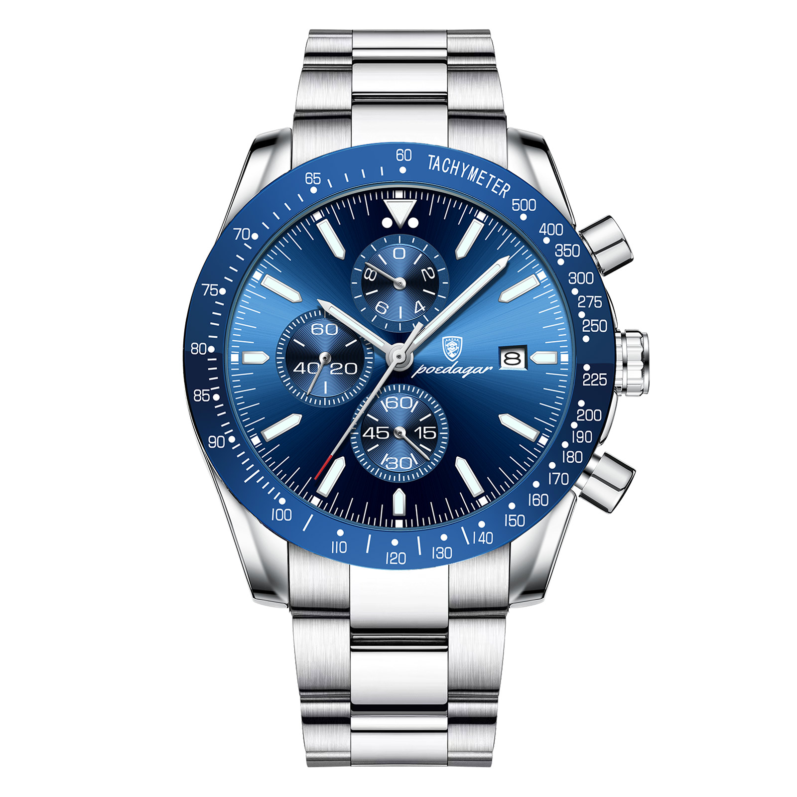 Luxury Men Chronograph Watch Waterproof Luminous Stainless Steel Quartz Wristwatch