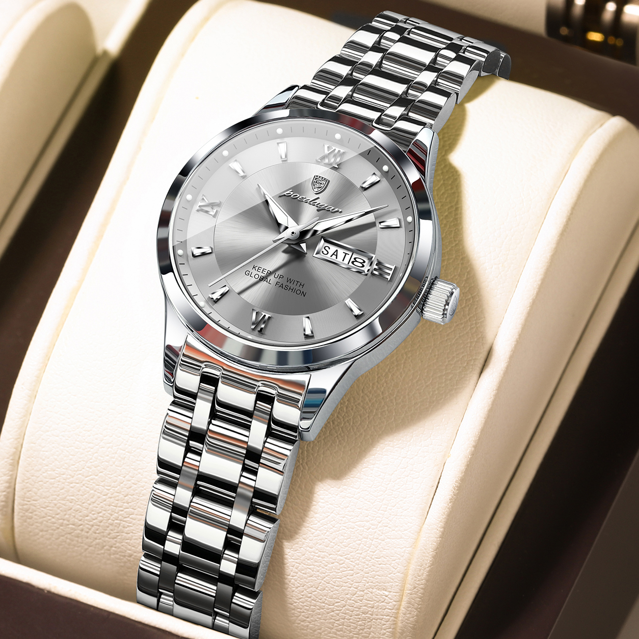 Luxury Womens Watch Waterproof Luminous Stainless Steel Quartz Wristwatch