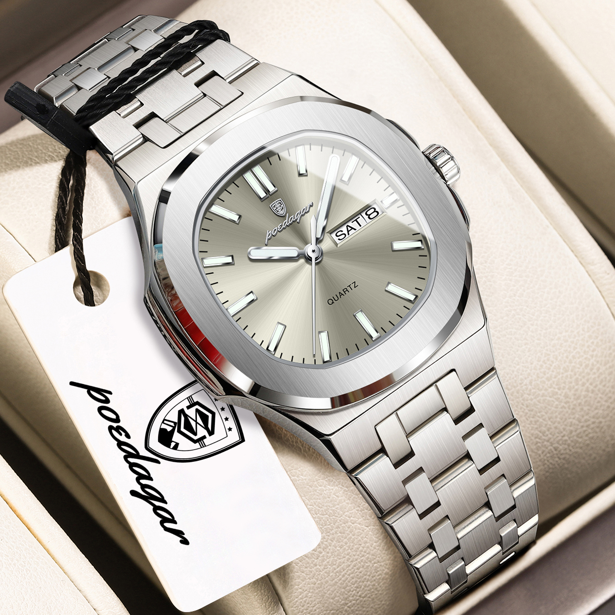 Elegant Square Womens Quartz Watch Waterproof Luminous Stainless Steel Design
