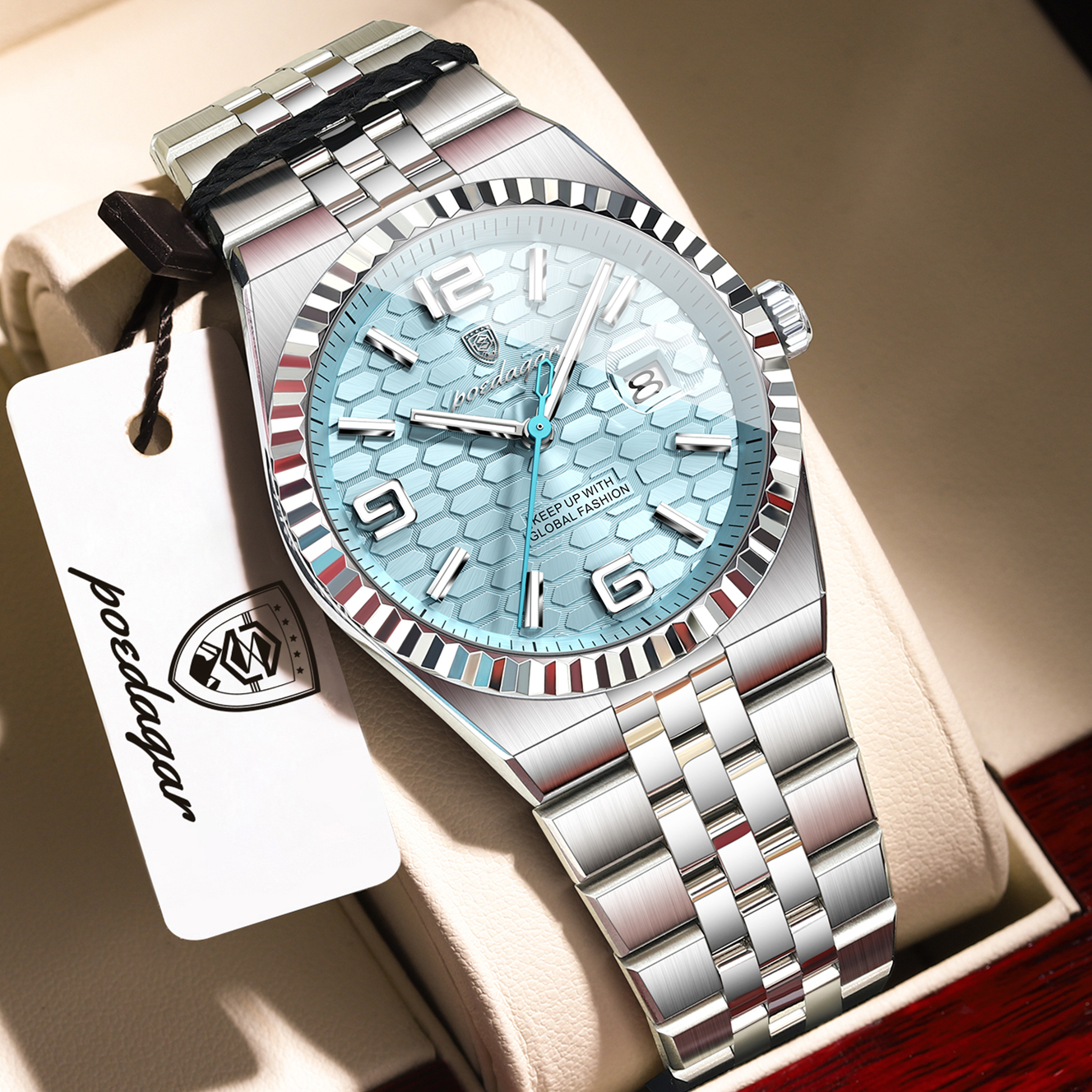 Luxury Mens Quartz Watch Waterproof Stainless Steel Luminous Date Wristwatch