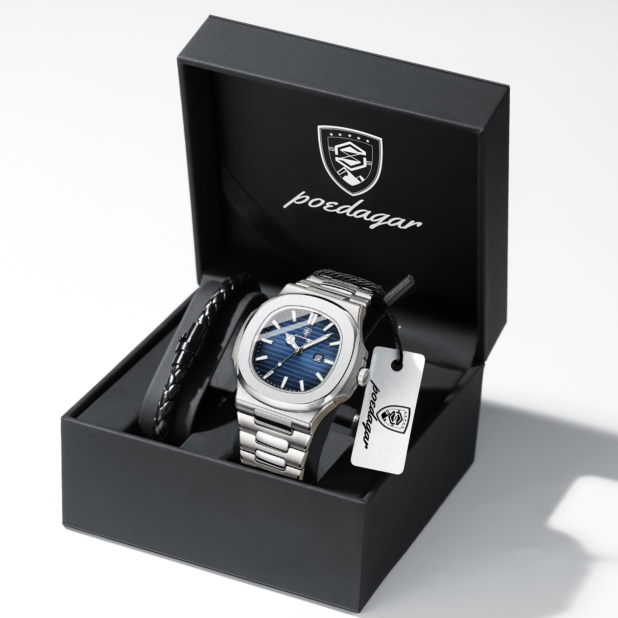 Luxury Square Men Quartz & Watch Waterproof Luminous Stainless Steel Business Watch