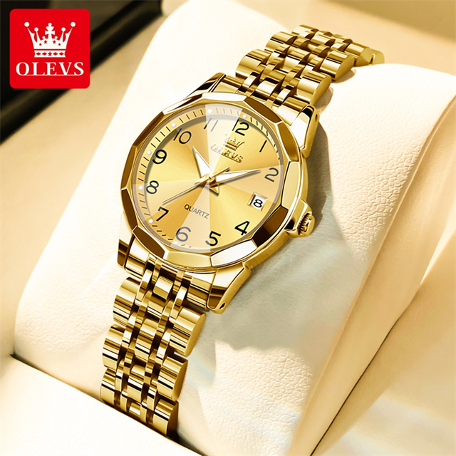 Luxury Couple Watch Stainless Steel Quartz Calendar Watch for Men and Women