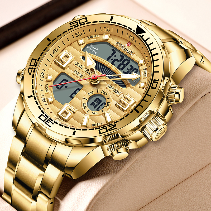 Luxury Stainless Steel Mens Quartz Watch Waterproof Luminous Sport Wristwatch