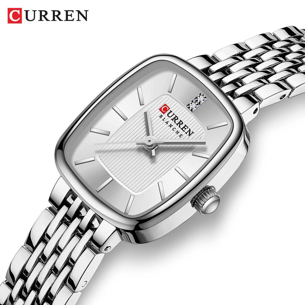 Elegant Square Womens Watch Stainless Steel Waterproof Wristwatch
