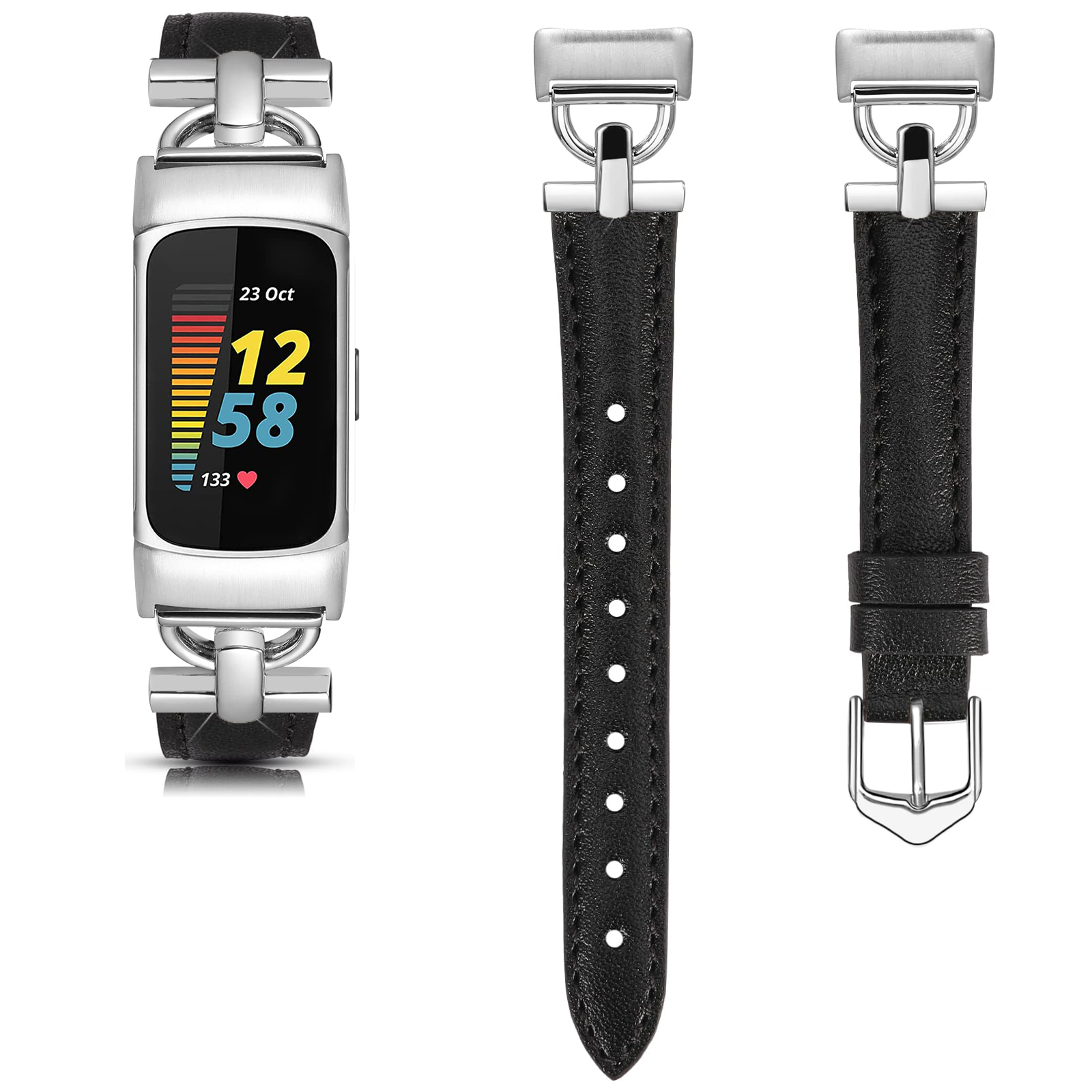 Slim Leather Strap for Fitbit Charge and Charge Comfortable Replacement Band