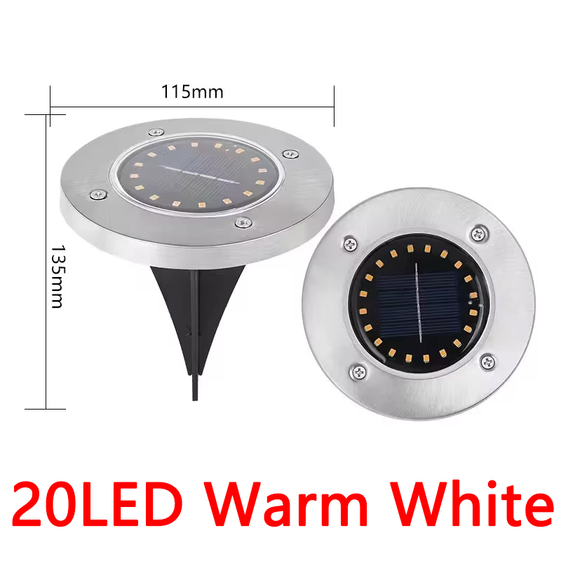 Solar Ground Lights Waterproof LED Disk Pathway Lights for Garden Lawn Yard