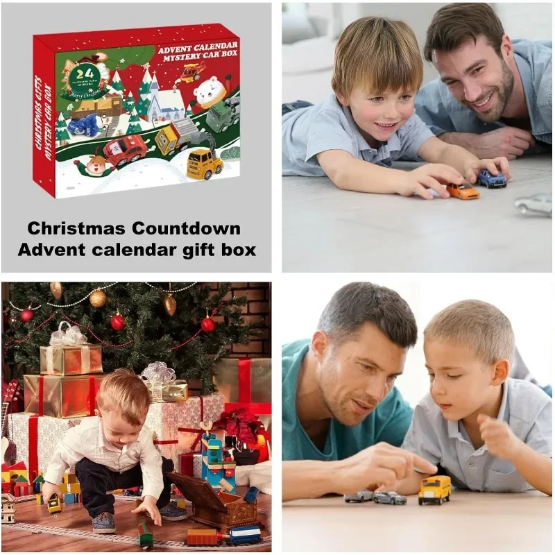 Race Day Advent Calendar with 24 Pull Back Toy Cars in Bright Colors