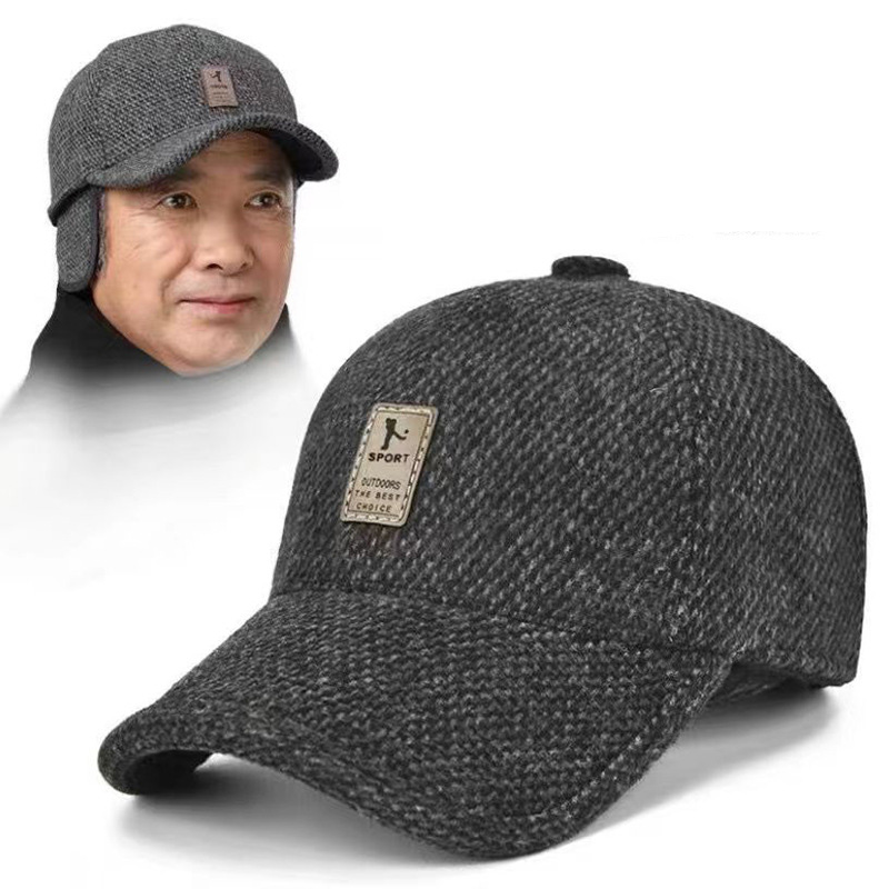Mens Cotton Baseball Cap Windproof Autumn Winter Dad Hat